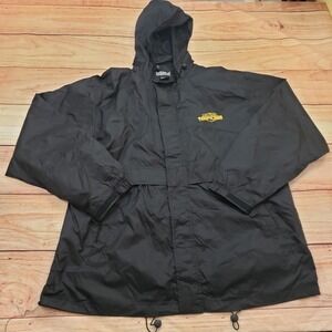 MBM Gear Jacket Mens 2XL Black Hooded Windbreaker Rain Las Vegas Tropicana Logo
